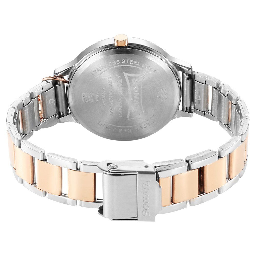 Sonata Blush Quartz Analog Pink dial Stainless Steel Strap Watch for Women