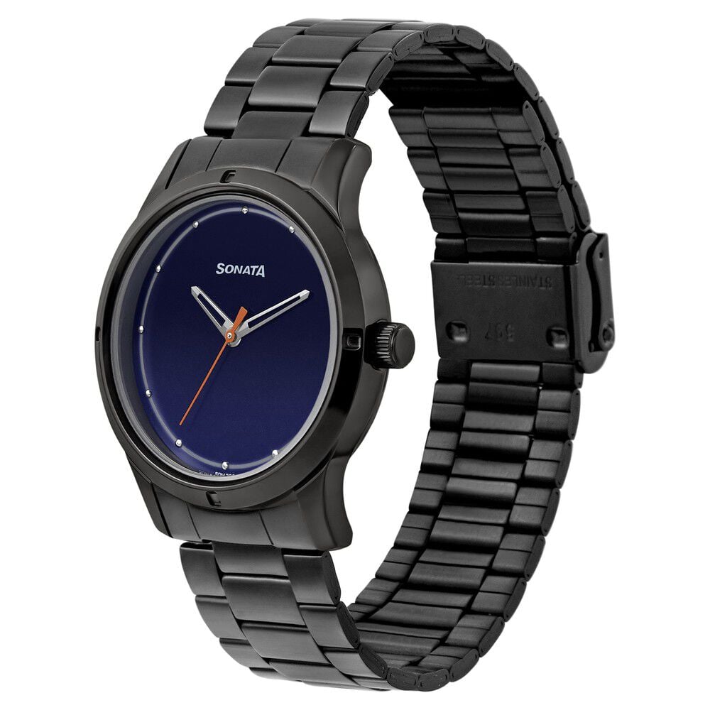 Sonata Women of Steel Blue Dial Stainless Steel Strap Watch for Women