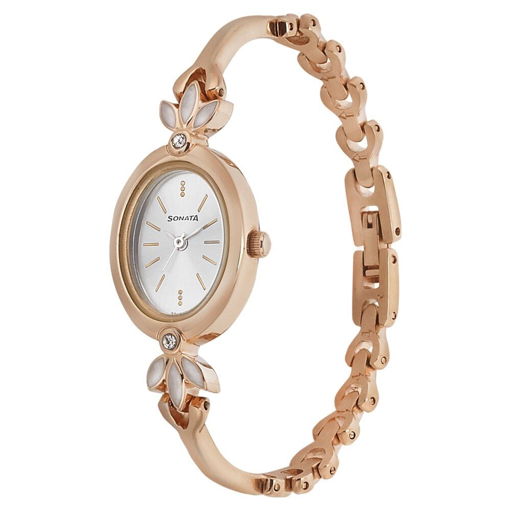 Sonata Blush Silver Dial Women Watch With Metal Strap