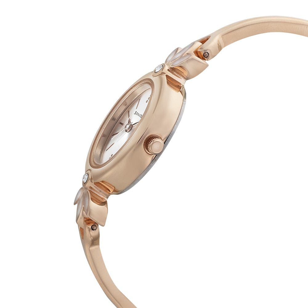 Sonata Blush Silver Dial Women Watch With Metal Strap