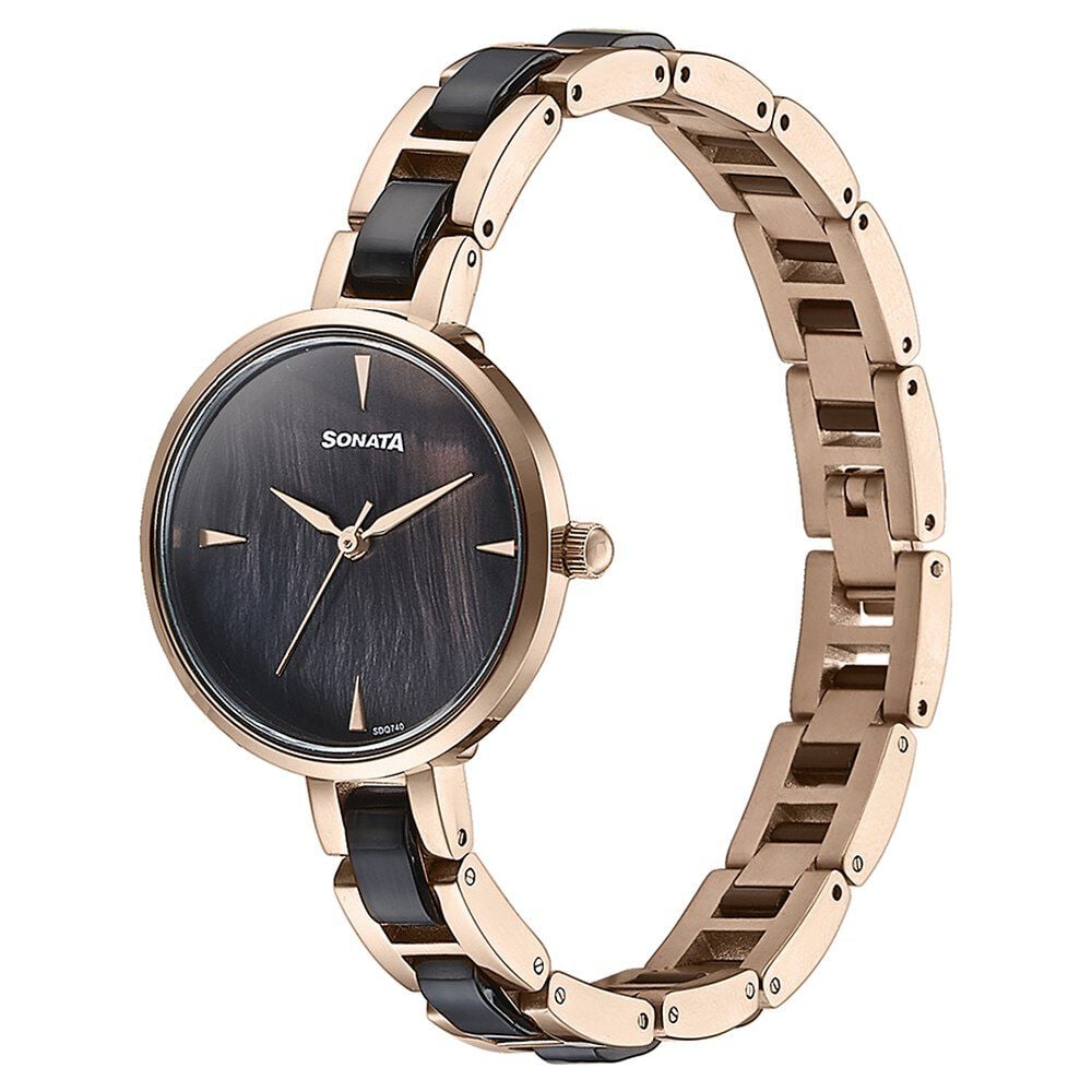 Sonata Quartz Analog Multicoloured Dial Two Toned Stainless Steel Strap Watch For Women