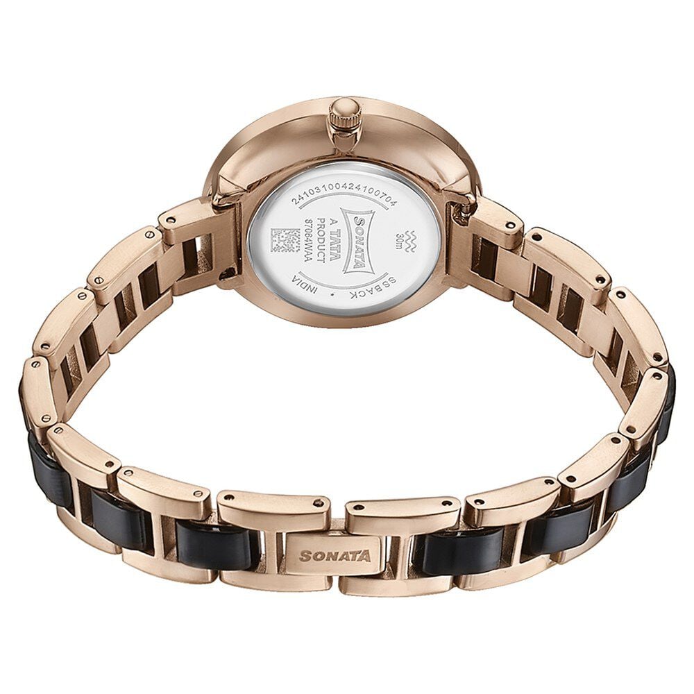 Sonata Quartz Analog Multicoloured Dial Two Toned Stainless Steel Strap Watch For Women