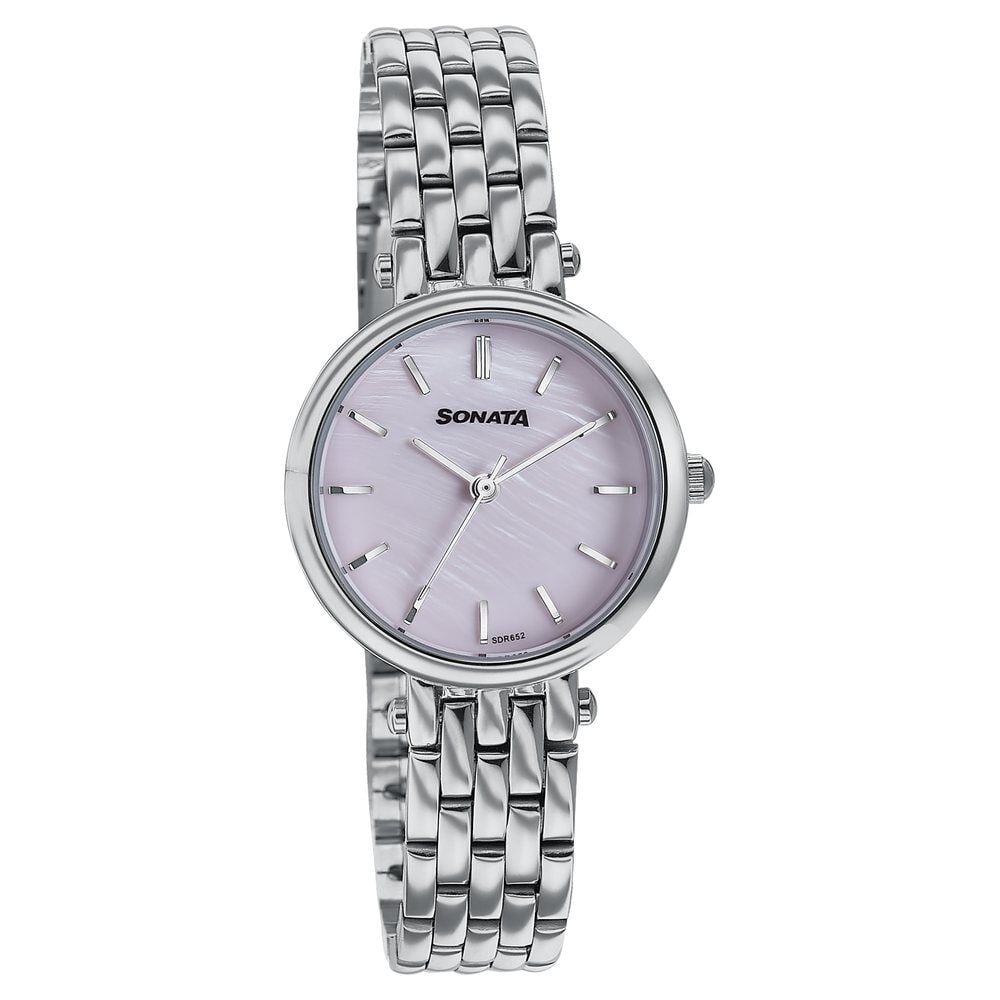 Sonata Wedding Edit Quartz Analog Pink Dial Stainless Steel Strap Watch For Women