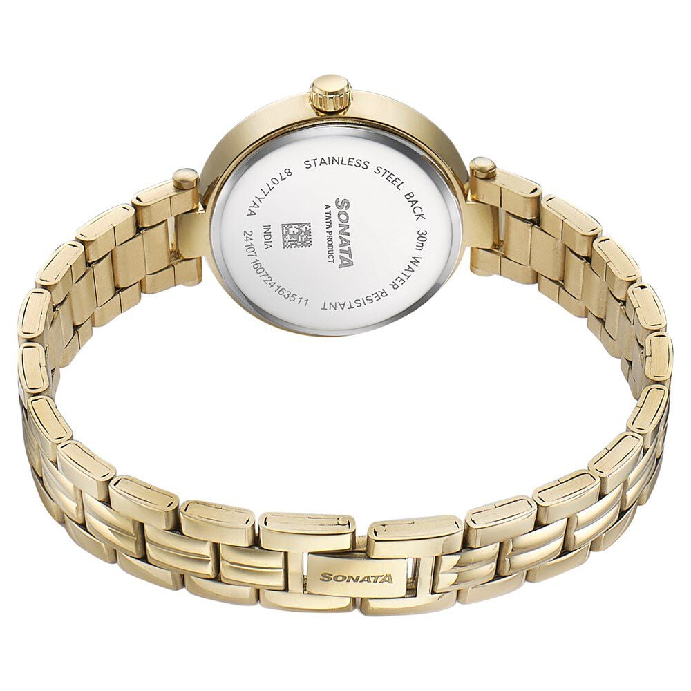 Sonata Wedding Quartz Analog Off White Dial Stainless Steel Strap Watch For Women