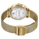 Sonata Sleek Gold-Toned Mesh Bracelet Watch with Minimal Sundial Dial and Arabic Numerals