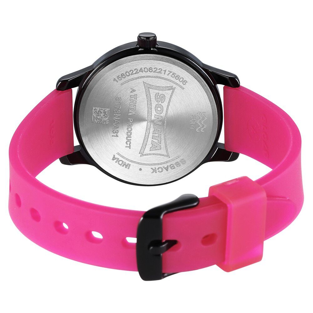 Sonata Splash Black Dial Women Watch With Plastic Strap