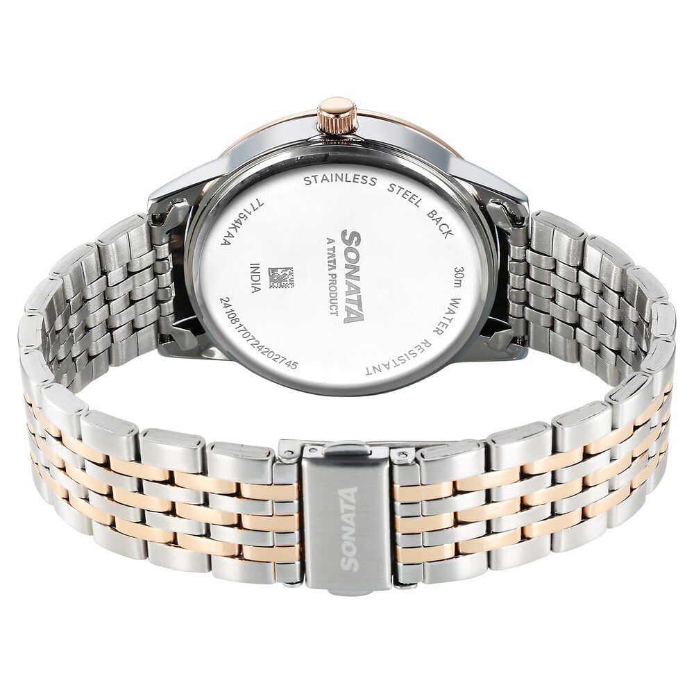 Sonata Wedding Quartz Analog Blue Dial Stainless Steel Strap Watch For Men