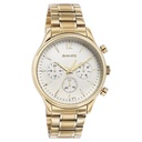 Sonata Quartz Multifunction White Dial Golden Stainless Steel Strap Watch For Men