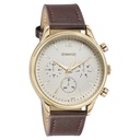 Sonata Quartz Multifunction Golden Dial Brown Leather Strap Watch For Men