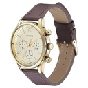 Sonata Quartz Multifunction Golden Dial Brown Leather Strap Watch For Men