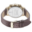 Sonata Quartz Multifunction Golden Dial Brown Leather Strap Watch For Men