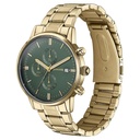 Sonata Quartz Multifunction Green Dial Golden Stainless Steel Strap Watch For Men