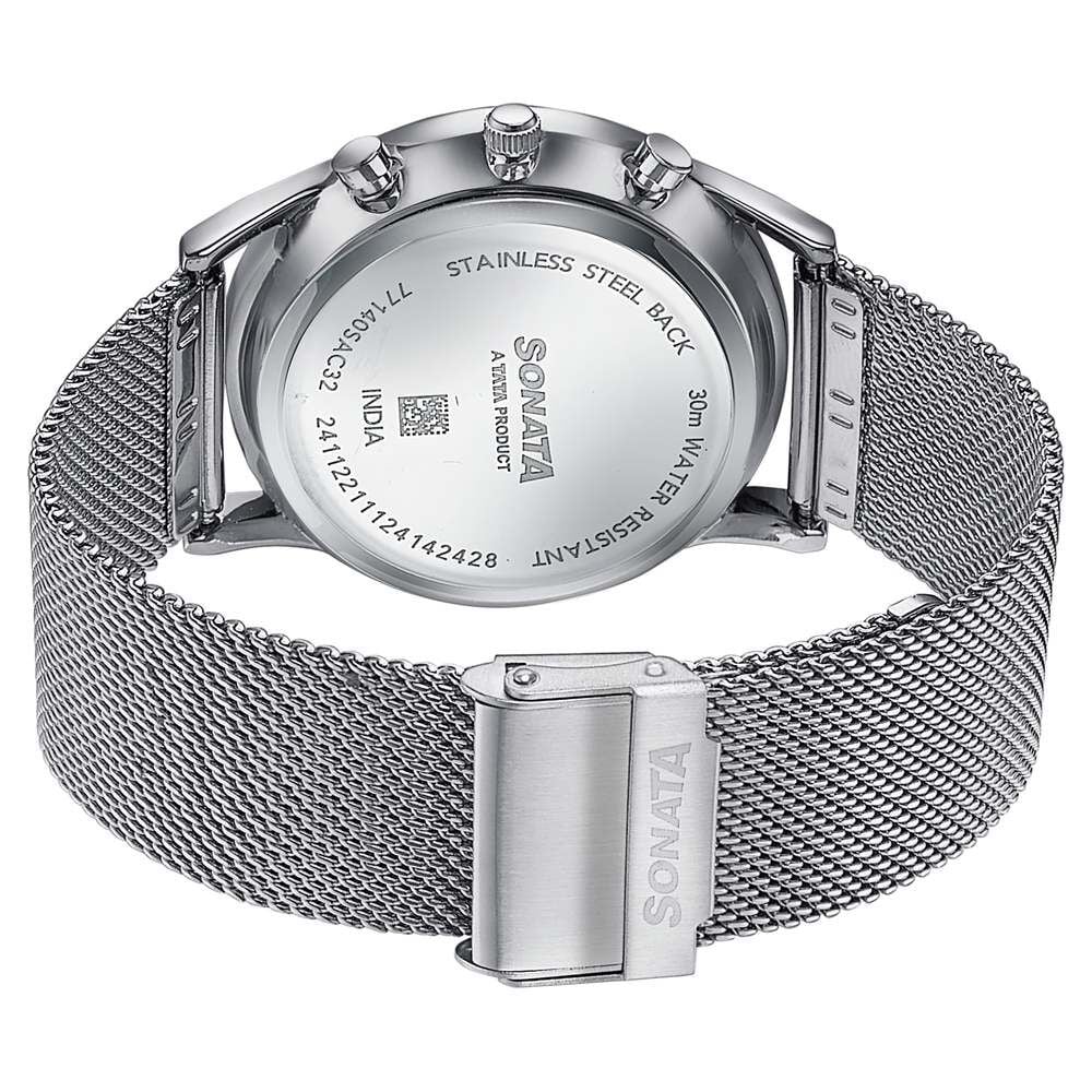 Sonata Wedding Edit Quartz Multifunction Blue Dial Stainless Steel Strap Watch For Men