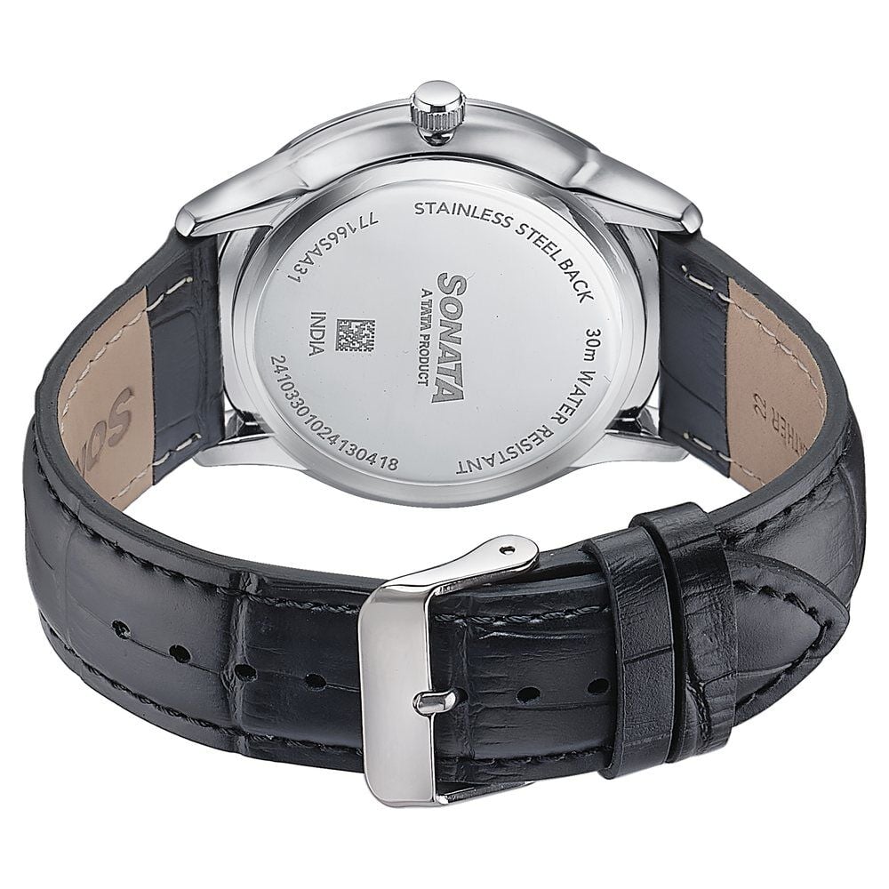 Sonata Wedding Edit Quartz Analog with Date Green Dial Leather Strap Watch For Men