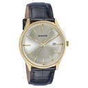 Sonata Wedding Edit Quartz Analog with Date Golden Dial Leather Strap Watch For Men
