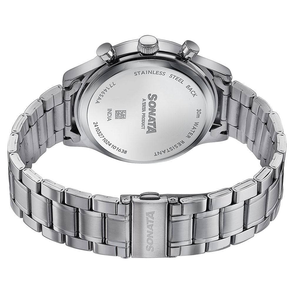 Sonata Wedding Edit Quartz Multifunction Silver Dial Stainless Steel Strap Watch For Men