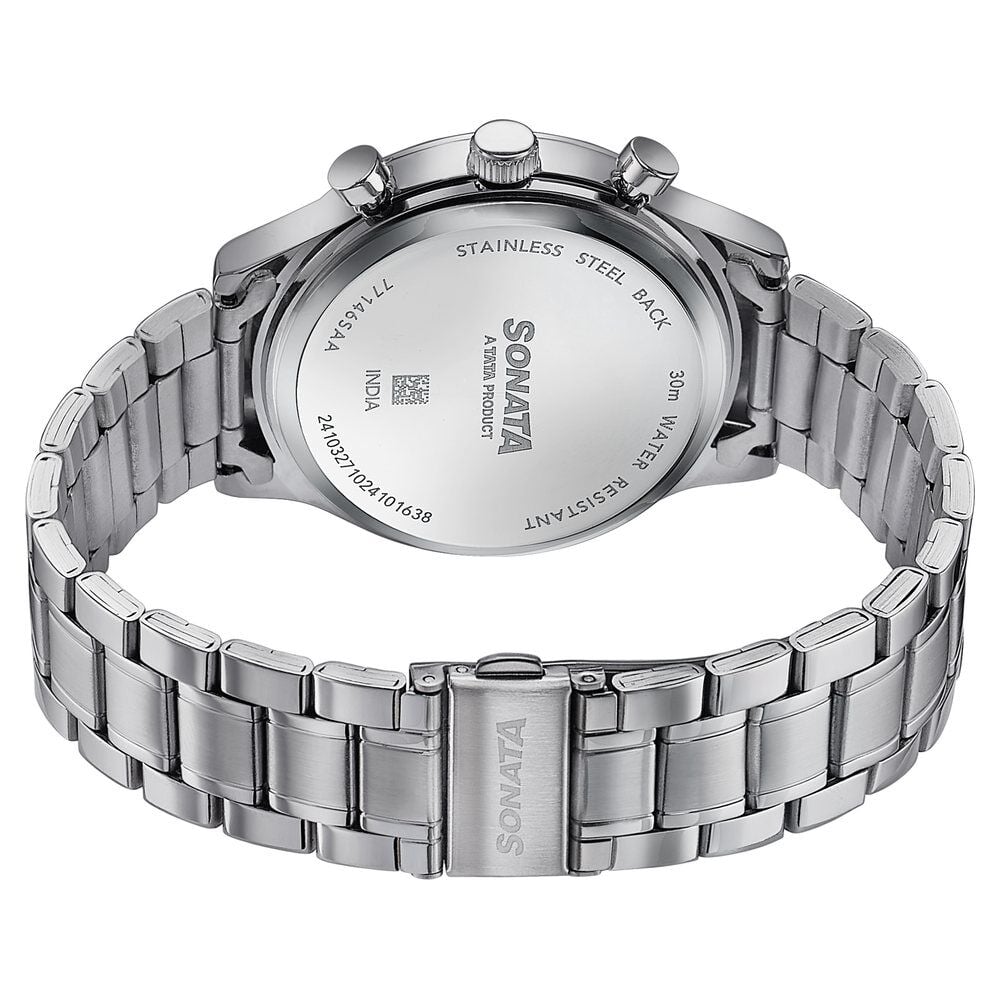 Sonata Wedding Edit Quartz Multifunction Blue Dial Stainless Steel Strap Watch For Men