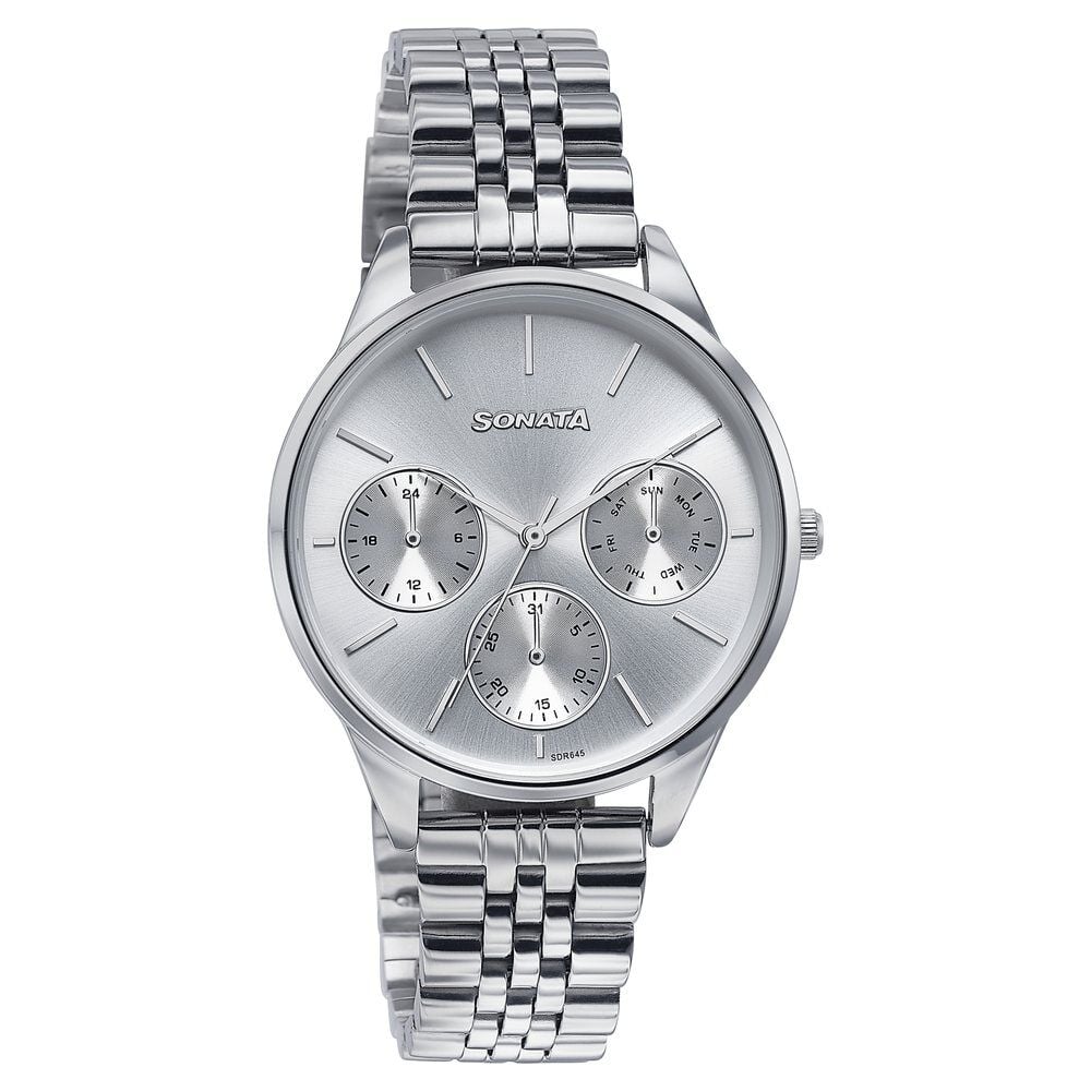 Sonata Wedding Edit Quartz Multifunction Silver Dial Stainless Steel Strap Watch For Women