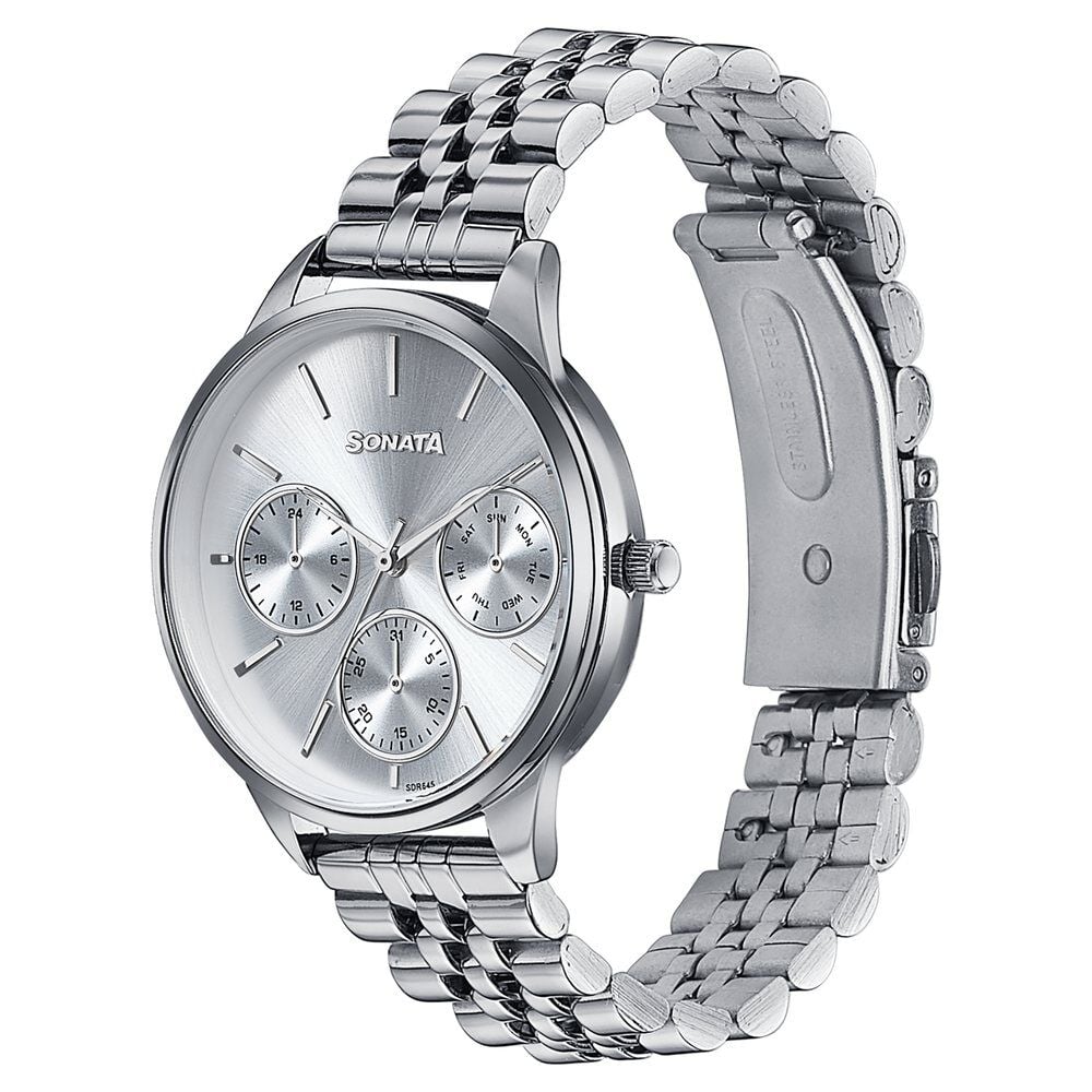 Sonata Wedding Edit Quartz Multifunction Silver Dial Stainless Steel Strap Watch For Women