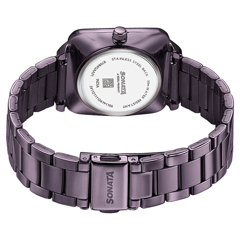 Sonata Wedding Edit Quartz Analog Purple Dial Stainless Steel Strap Watch For Women