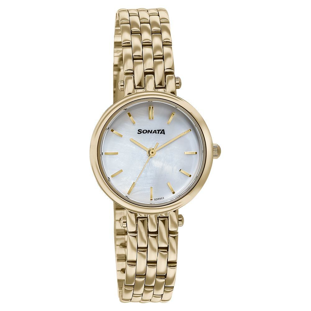 Sonata Wedding Edit Quartz Analog Off White Dial Stainless Steel Strap Watch For Women