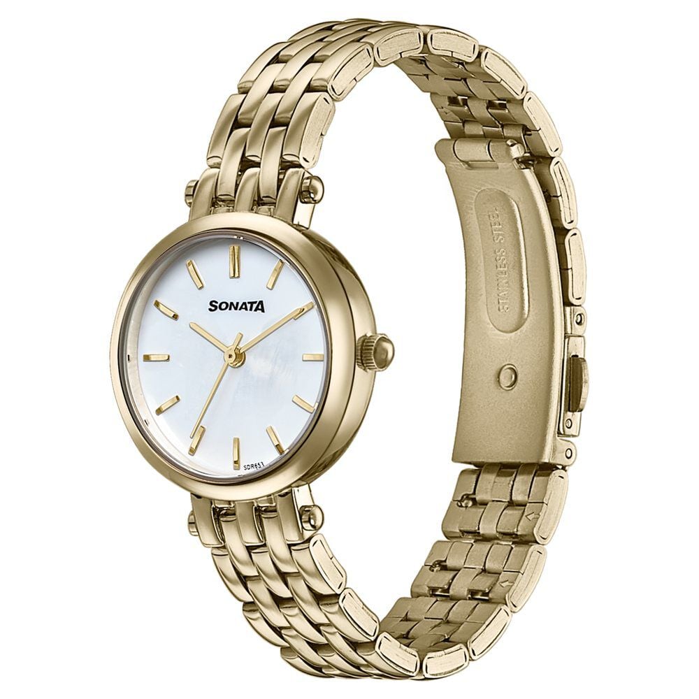 Sonata Wedding Edit Quartz Analog Off White Dial Stainless Steel Strap Watch For Women
