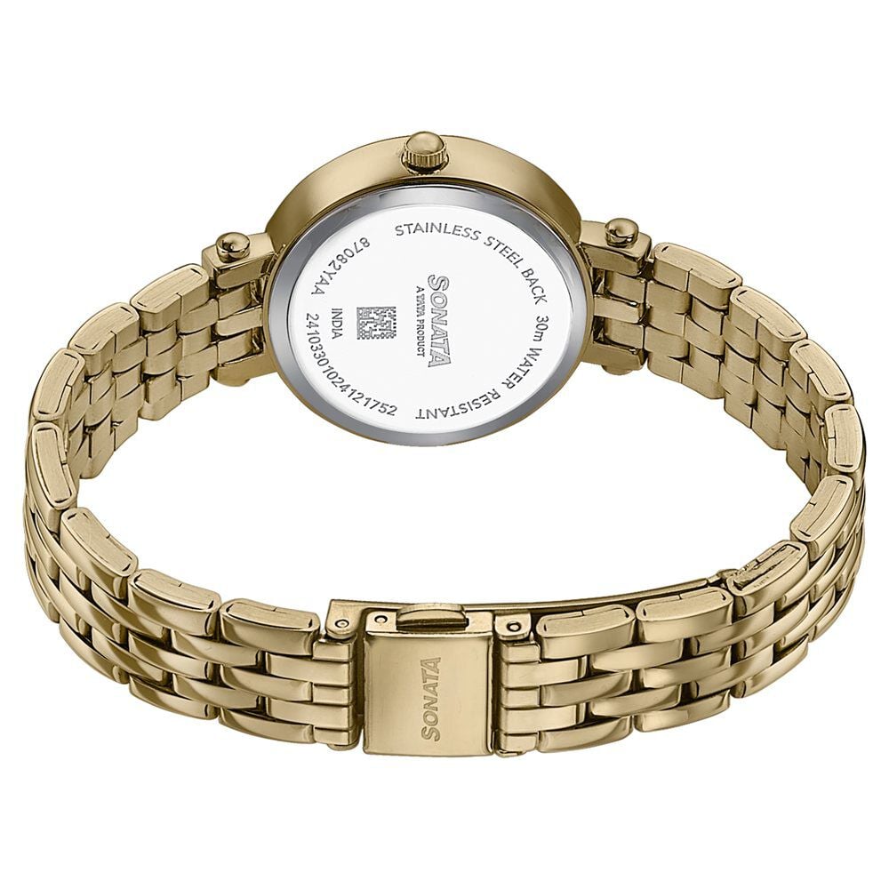 Sonata Wedding Edit Quartz Analog Off White Dial Stainless Steel Strap Watch For Women