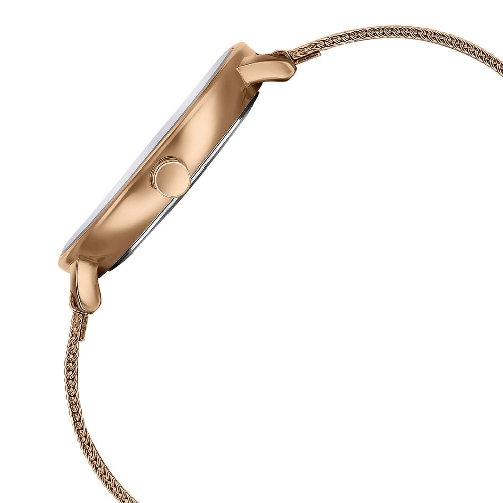Sonata Sleek Quartz Analog Black Dial Rose Gold Stainless Steel Strap Watch for Women