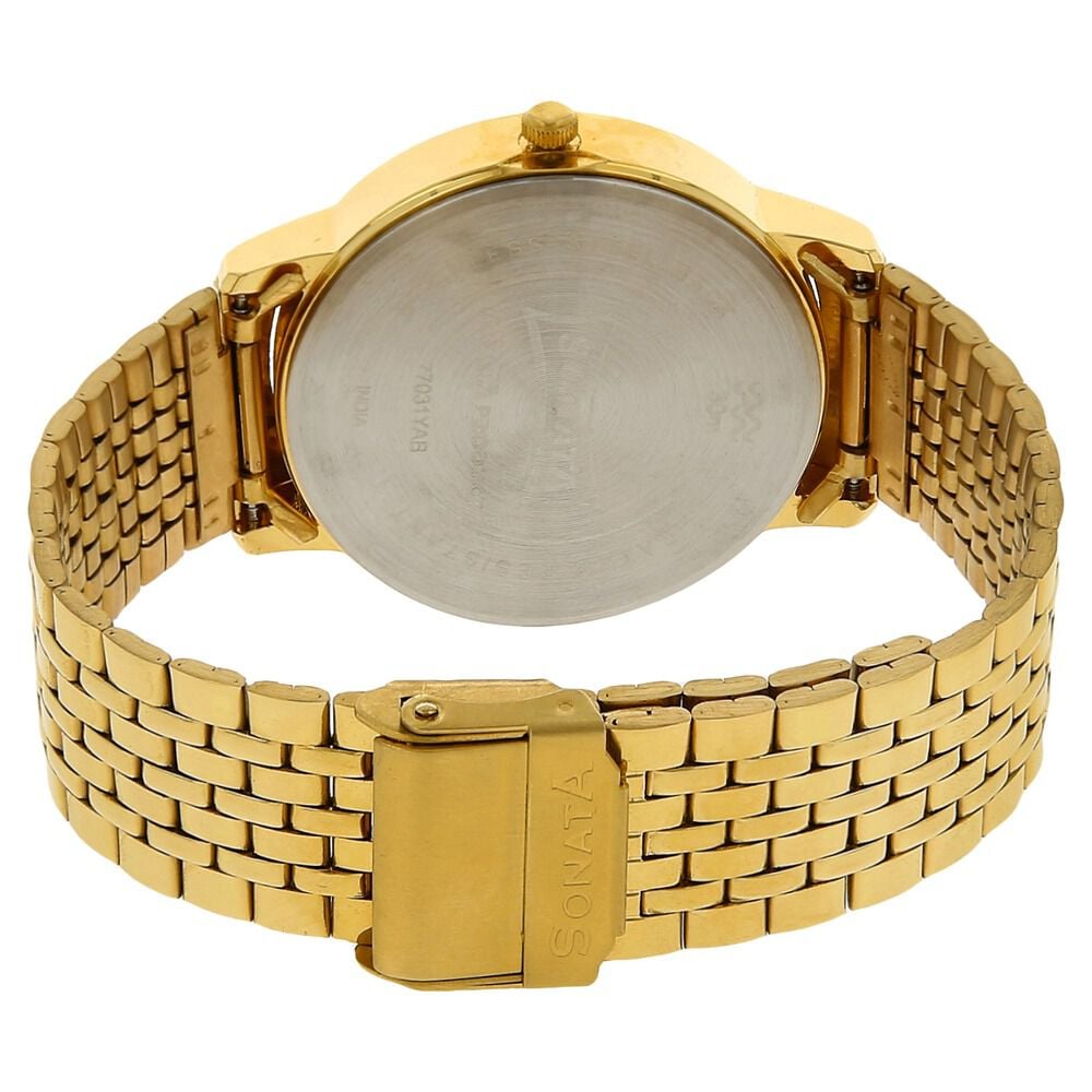 Sonata Quartz Analog Silver Dial Stainless Steel Strap Watch for Men