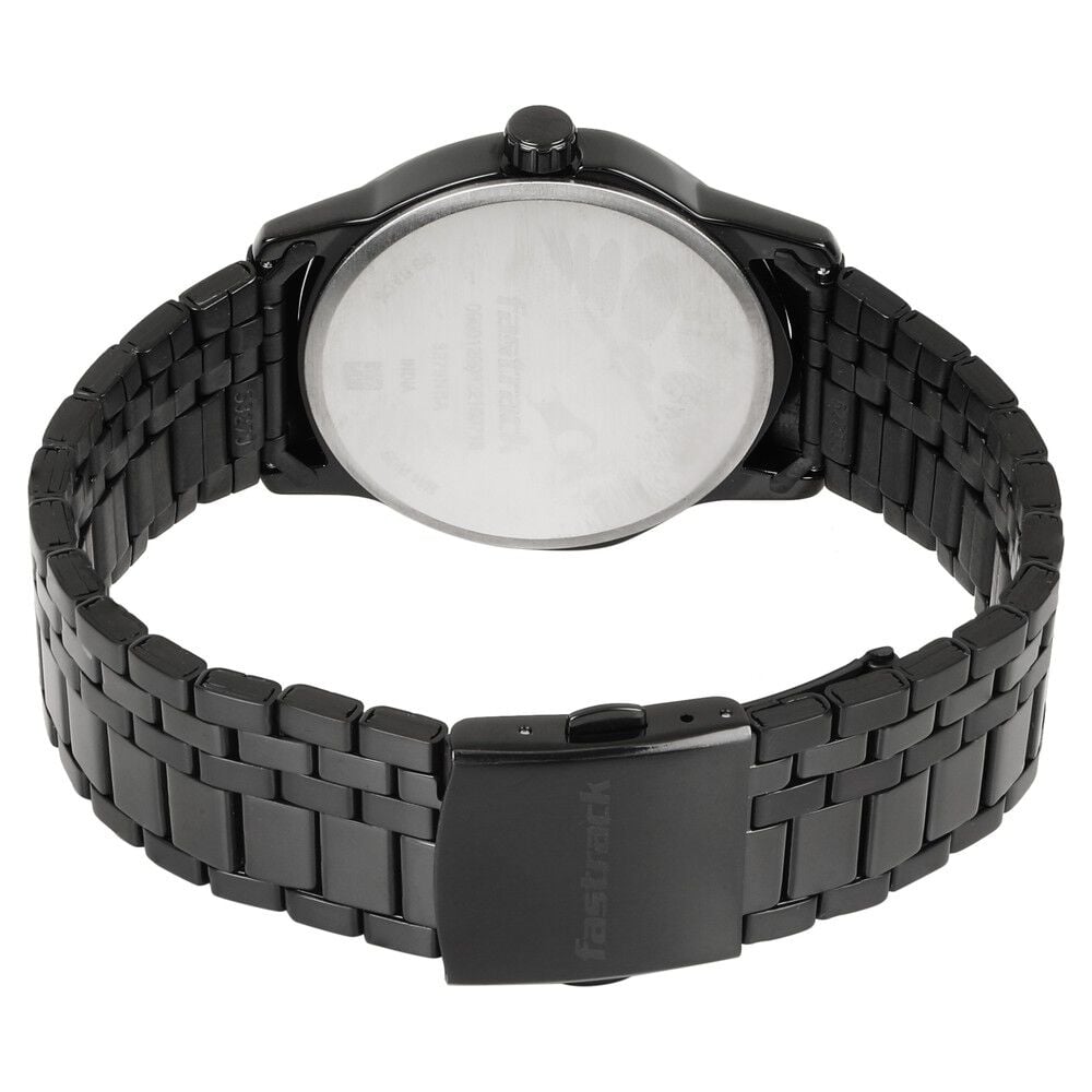 Fatrack Exuberant Black Dial Stainless Steel Strap Watch for Guys