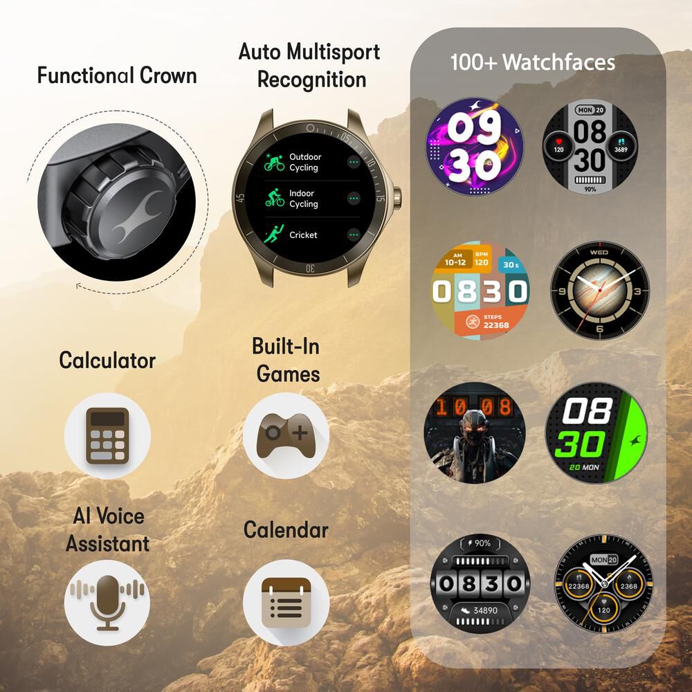Fastrack Rogue with 3.5 CM UltraVU HD Display Sporty Smartwatch Functional Crown with AI Coach and Auto Multisport Recognition