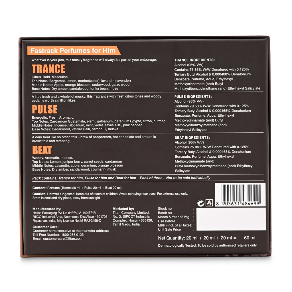 Fastrack Travel Pack for Him (20 ml X 3)