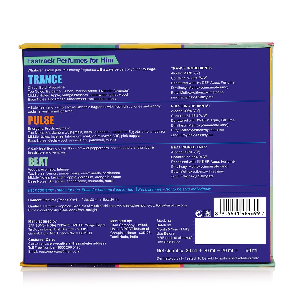 Fastrack Travel Pack for Him (20 ml X 3)