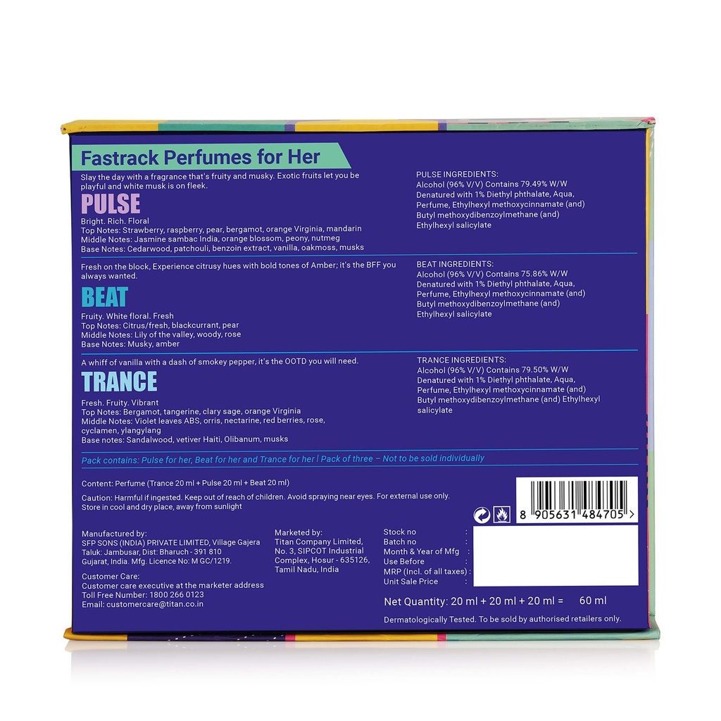 Fastrack Travel Pack for Her (20 ml X 3)