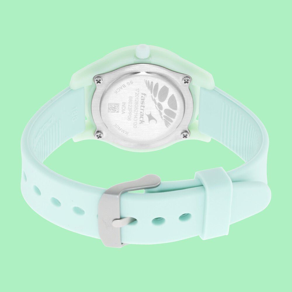 Fastrack Monochrome Quartz Analog Green Dial Silicone Strap Watch for Girls