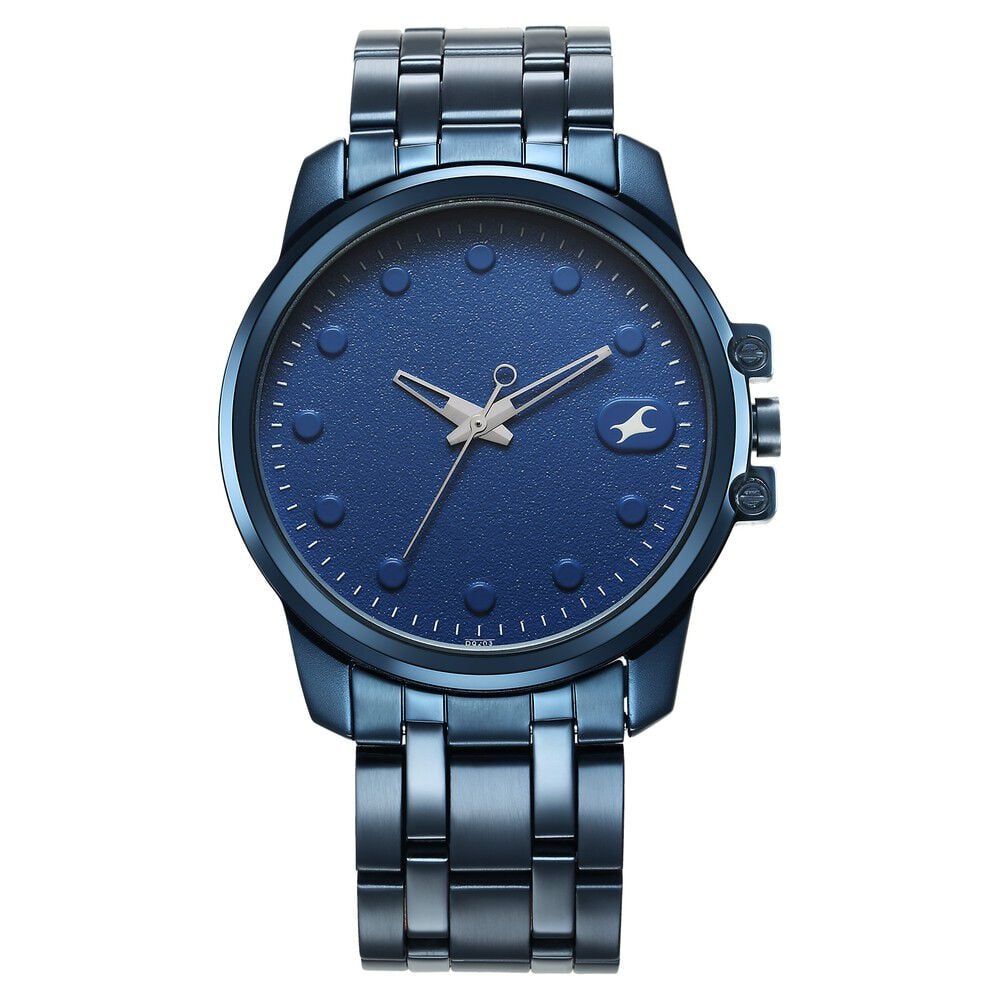 Fastrack Pulse Quartz Analog Blue Round Dial Blue Stainless Steel Strap Watch For Guys