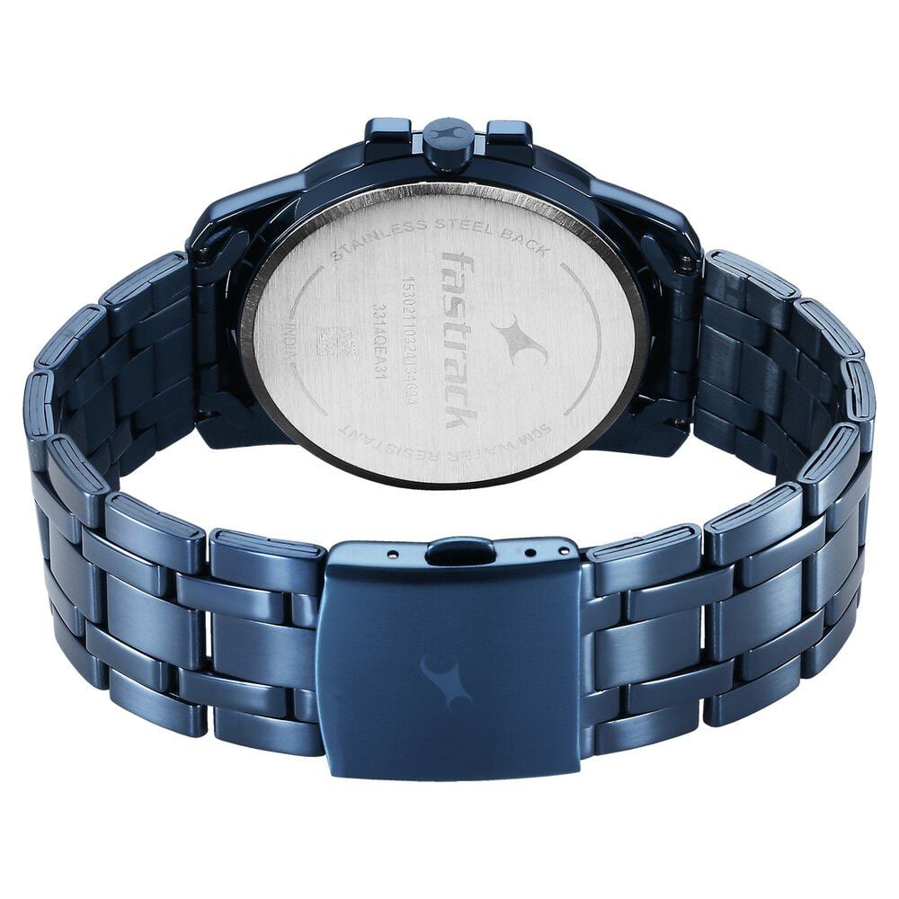 Fastrack Pulse Quartz Analog Blue Round Dial Blue Stainless Steel Strap Watch For Guys