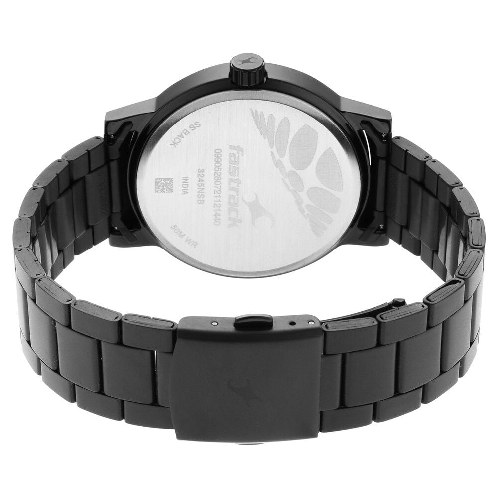 Fastrack Stunners Quartz Analog Black Dial Metal Strap Watch for Guys