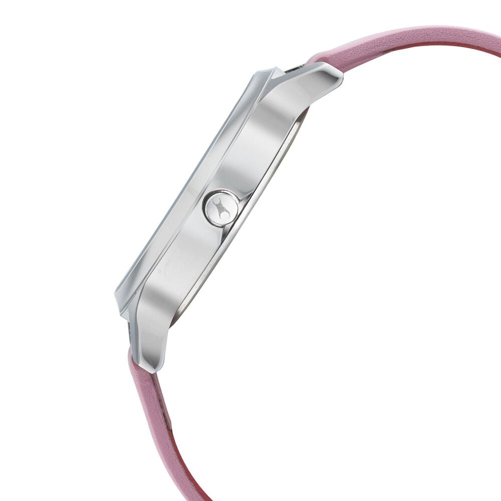 Fastrack Sunburn Quartz Analog Pink Dial Leather Strap Watch for Girls