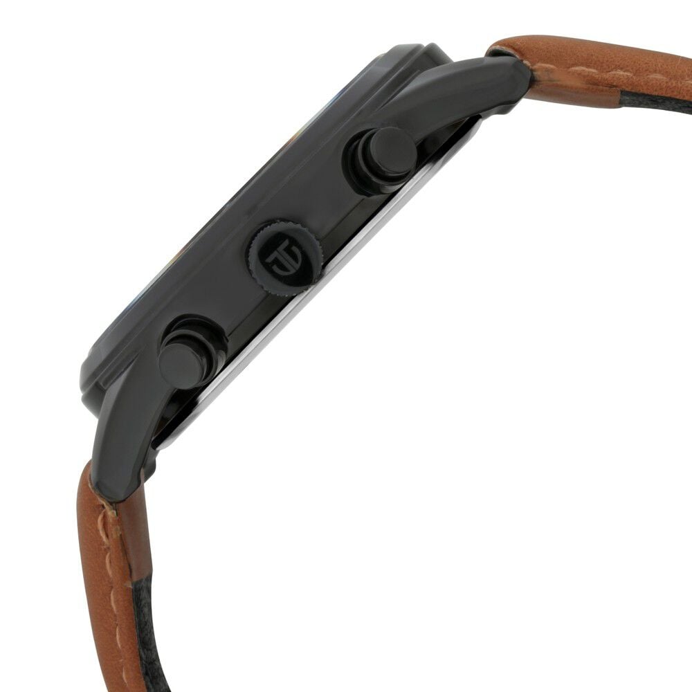 Titan Men's Metropolitan Charm: Men's Multifunctional Black Watch with Leather Strap