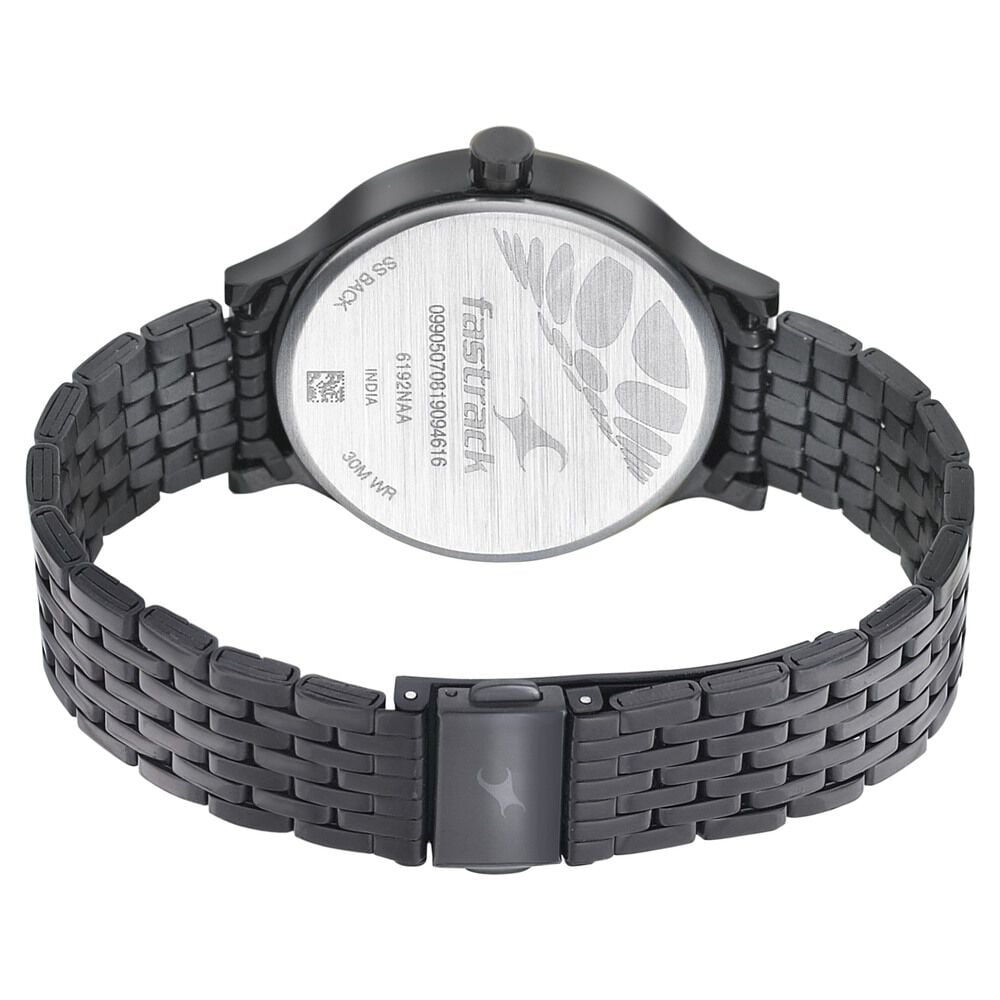 Fastrack Space Rover Quartz Analog Black Dial Stainless Steel Strap Watch for Girls