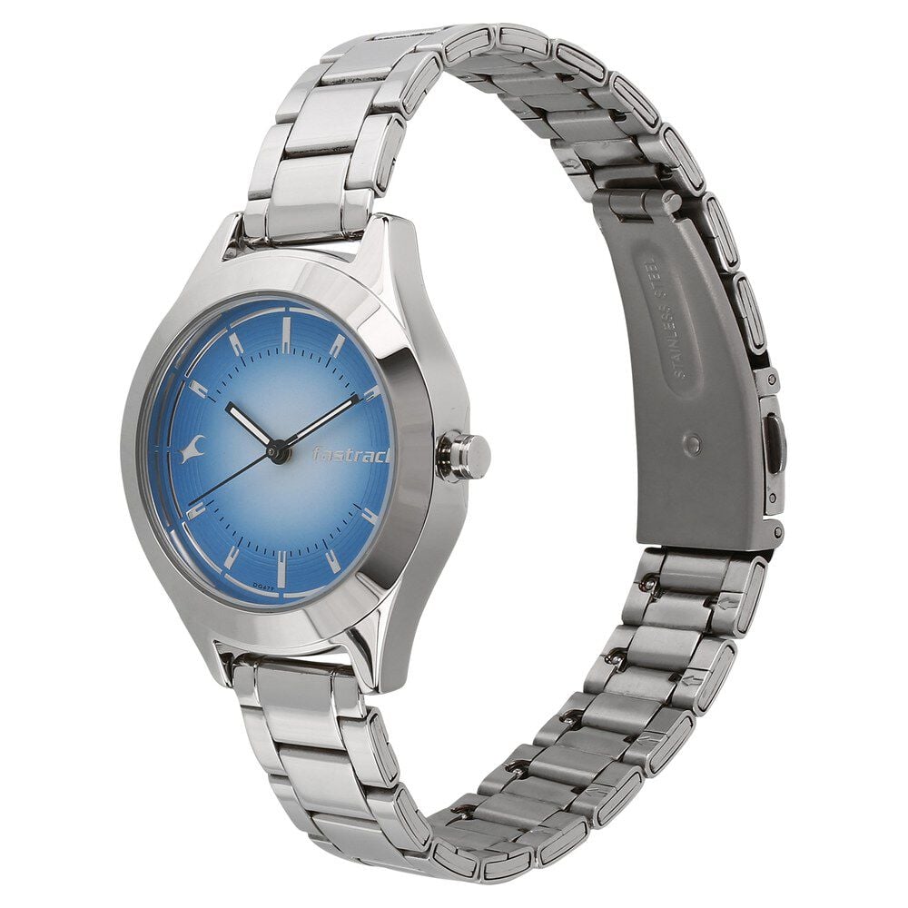 Fastrack All Nighters Quartz Analog Blue Dial Metal Strap Watch for Girls