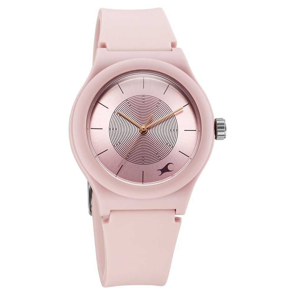 Fastrack Tees Urbanique Quartz Analog Pink Dial Silicone Strap watch For Girls