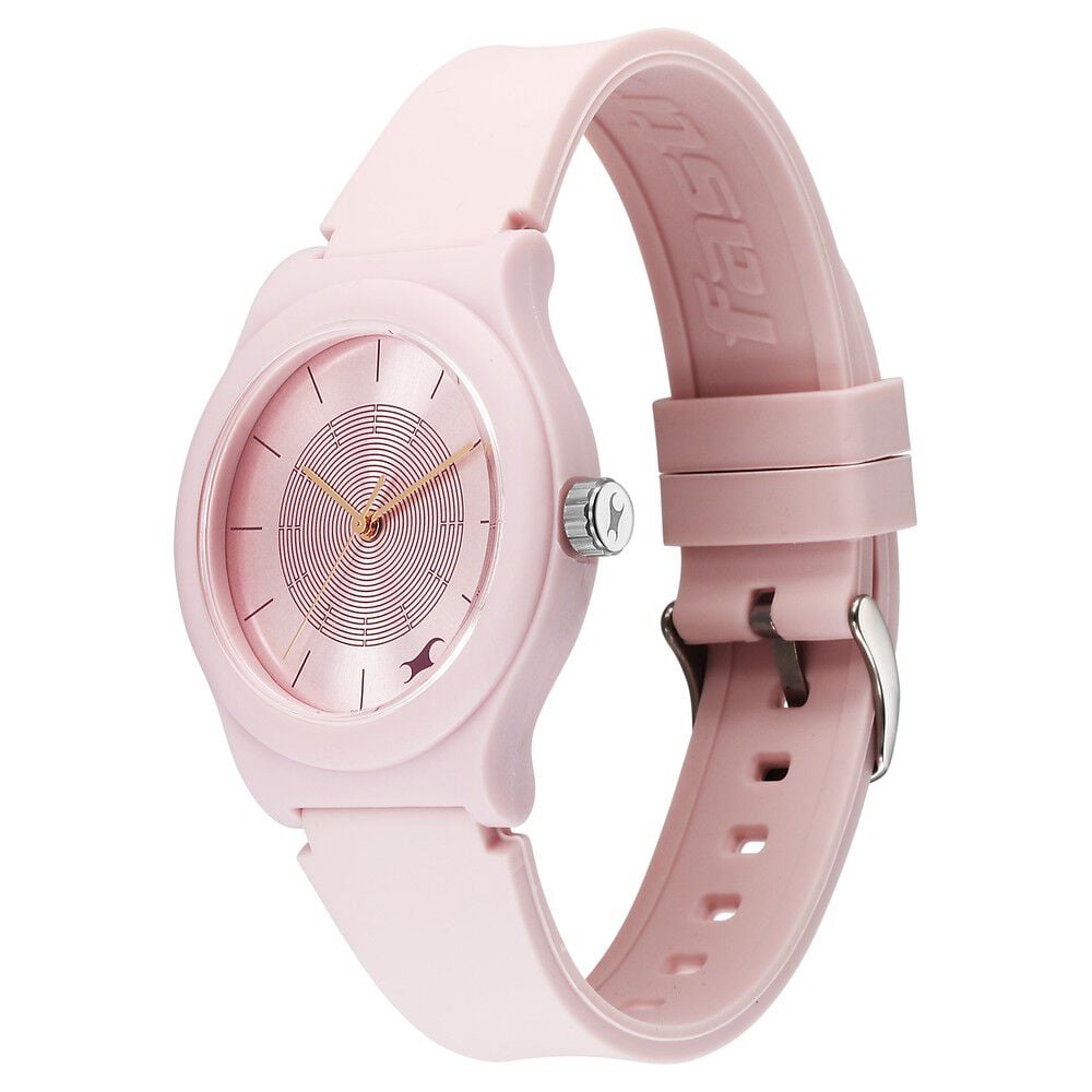 Fastrack Tees Urbanique Quartz Analog Pink Dial Silicone Strap watch For Girls