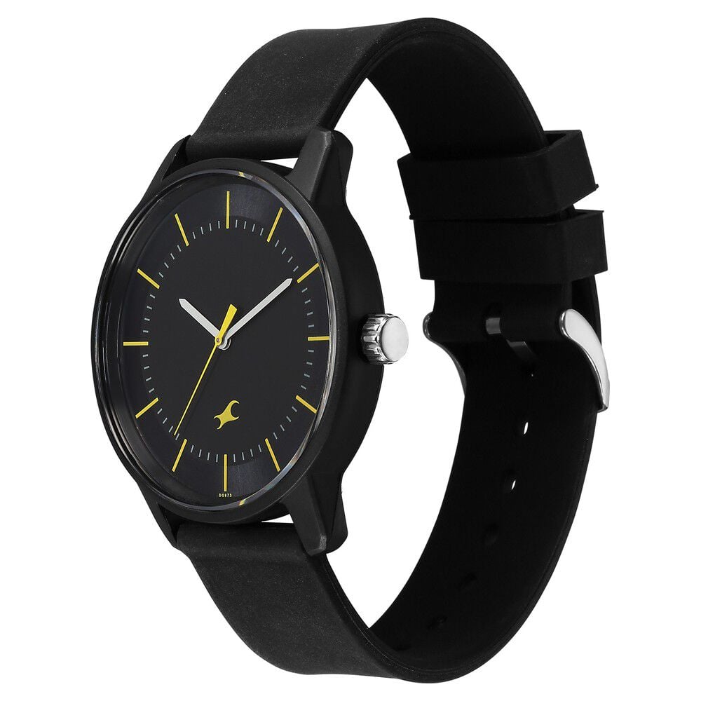 Fastrack Tees Urbanique Quartz Analog Black Dial Silicone Strap watch For Guys