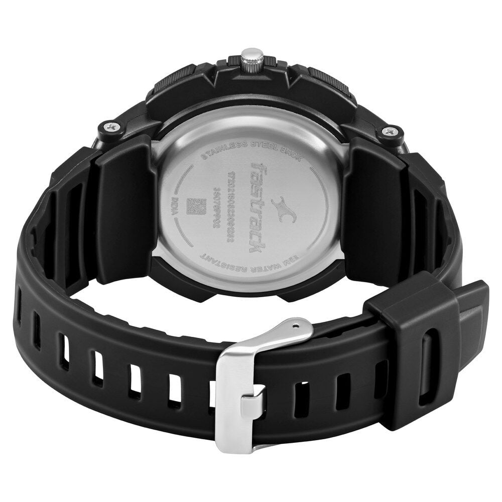 Fastrack AnaDigi Black Dial Black Colour Plastic Strap Unisex Watch