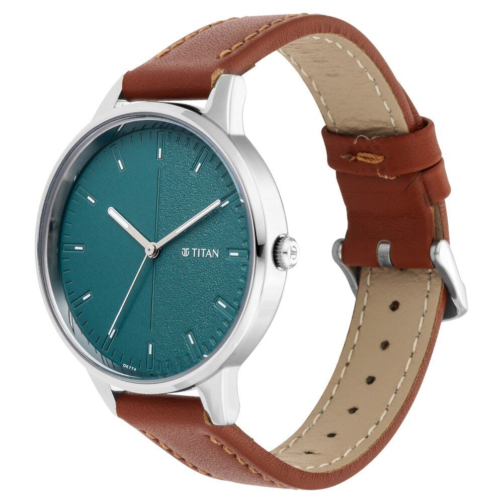 Titan Women's Precision Simplicity Watch: Grey Gradient Dial with Leather Strap