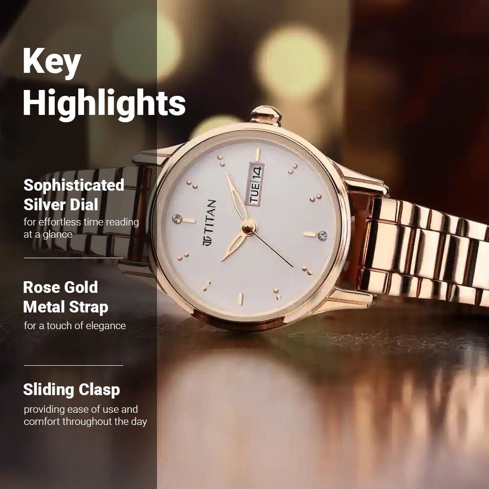 Titan Women's Lagan Watch: Rose Gold Accents & Refined Elegance