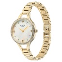 Titan Raga Showstopper Quartz Analog Mother Of Pearl Round Dial Golden Metal Strap Watch For Women
