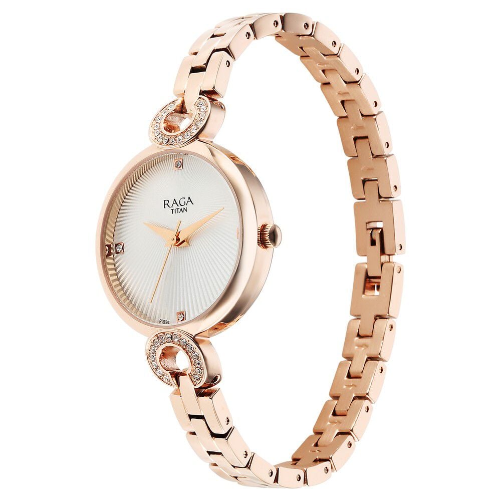 Titan Raga Showstopper Quartz Analog White Dial Metal Strap Watch for Women